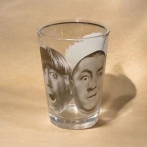 🤍Three Stooges shot glass  Rare Find!
